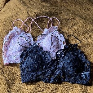 Elegant Lace Bralette Set - Black & Pink